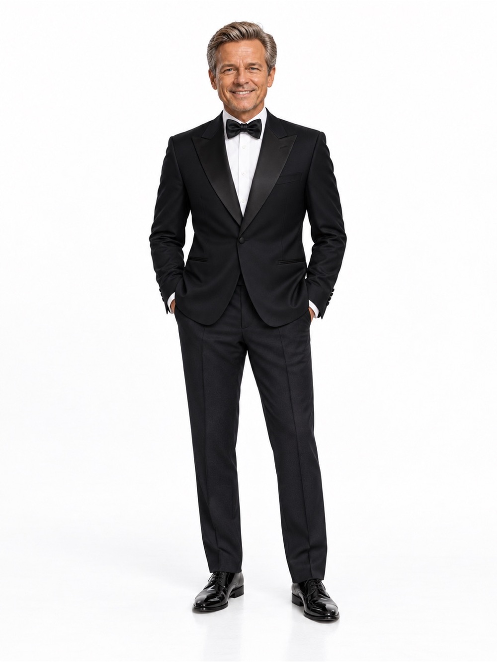 BOSS Men’s Black Tuxedo | Straight-Button | Classic Formal | Wool Blend | 40R